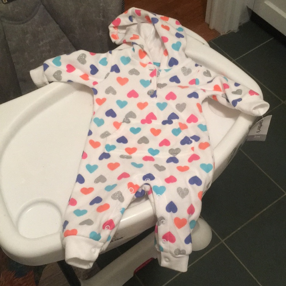 Carters fleece heart onesie - brand new with tags!